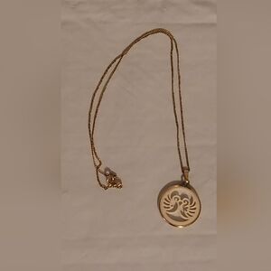 Lenox Gold-Filled Necklace with Circle with 2 Swan Cutouts. Vintage